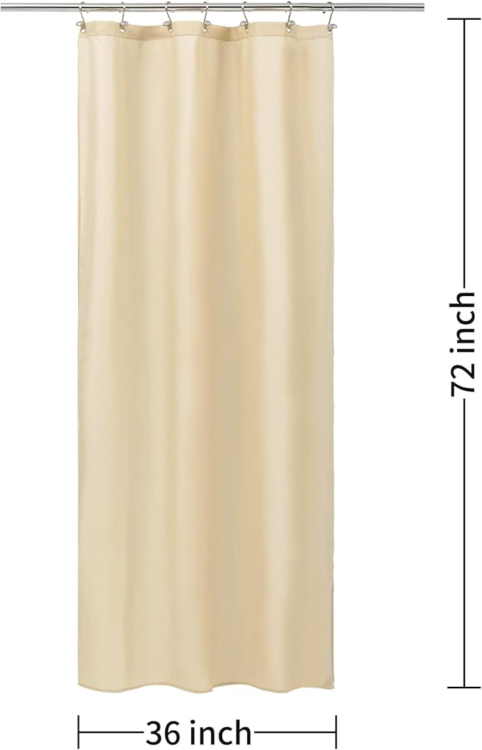 ALYVIA SPRING Stall Fabric Shower Curtain Liner Waterproof - Soft & Lightweight Small Shower Curtain with Magnets for Narrow Stall Size, Machine Washable - 36x72, Khaki
