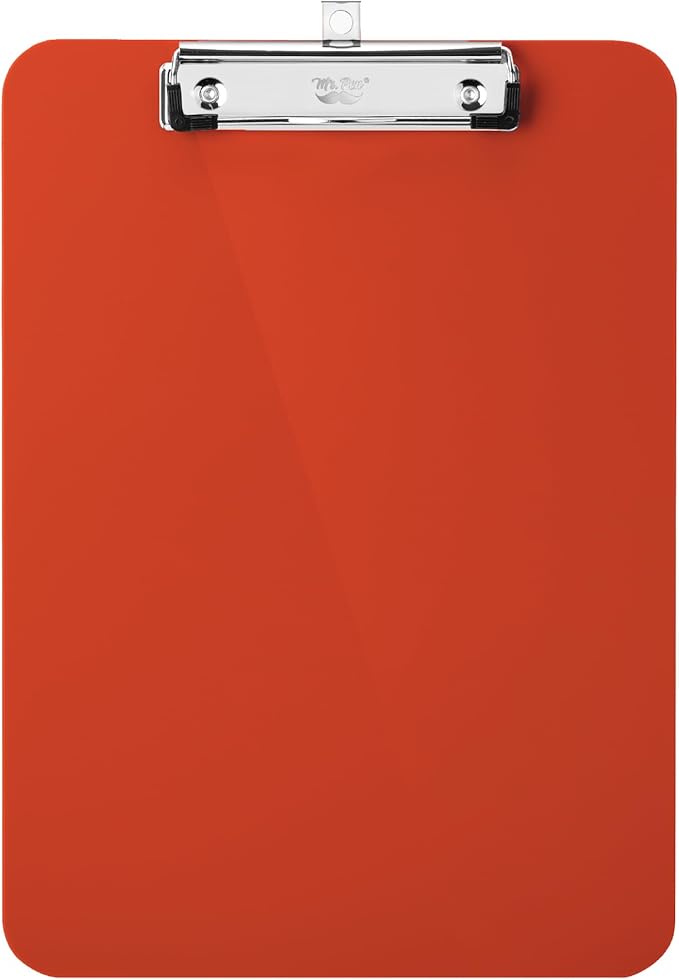 Mr. Pen- Plastic Clipboard, 12.5” x 9”, Red, Clipboard Plastic, Low-Profile Metal Clip with Retractable Hanging Hole