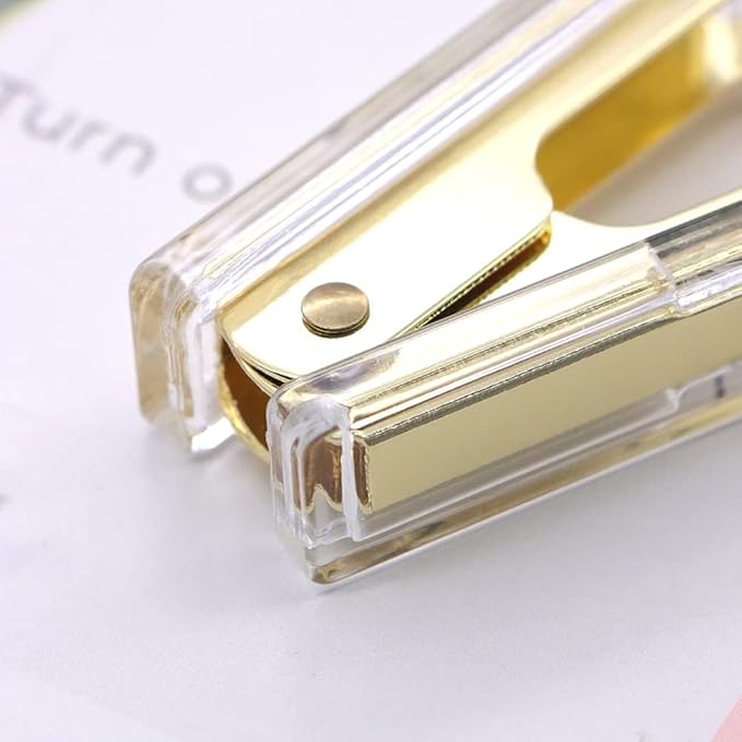 NatSumeBasics Clear Acrylic Staple Remover 2pcs Cute Gold Staple Stapler Removers Staples Puller Tool for Home Office School Desk Accessories (2 Yellow Gold)