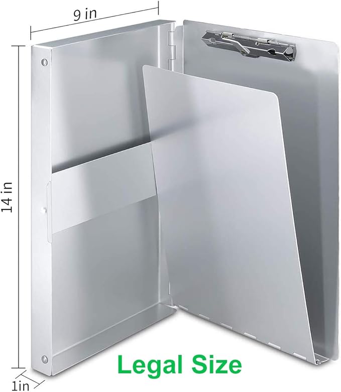 Sunnyclip Aluminum Clipboard with Storage (Legal Size) Form Holder Portfolio Aluminum Metal Binder Heavy Duty with Clip Inside Posse Box, for Office Business Medical Professionals Stationer