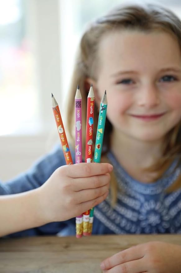 Magic E- Set of Educational Phonics Pencils-Long Vowel Silent E- Learn to Read Tool for Kids, Visual Phonics Aid for Spelling and Reading, Great for Teachers, Parents & Tutors
