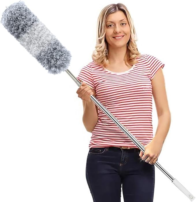 DELUX Microfiber Feather Duster Extendable Duster with 100 inches Extra Long Pole, Bendable Head & Long Handle Dusters for Cleaning Ceiling Fan, High Ceiling, Blinds, Furniture & Cars