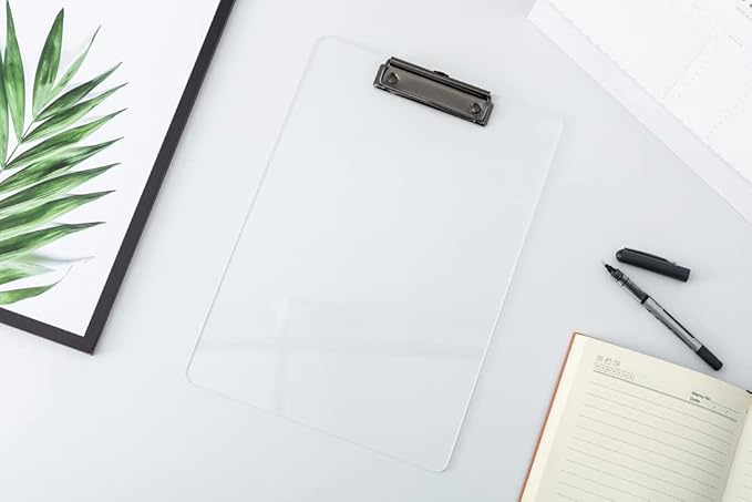 JIARI 4 Pack Clear Acrylic Office Clipboard A4 Letter Size 8.6" x 12.2" (Black 4 Pack)