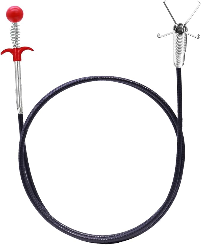 61 Inch Drain Snake Hair Drain Clog Remover With 4 Claws Bendable Hose Pickup Reaching Assist Tool for Home and Kitchen Sink