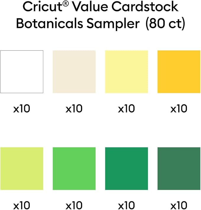 Cricut Value Cardstock Paper, Botanical Sampler - 80 sheets (8.5" x 11") - Compatible with Joy Xtra, Explore, & Maker Machines - Letter Size