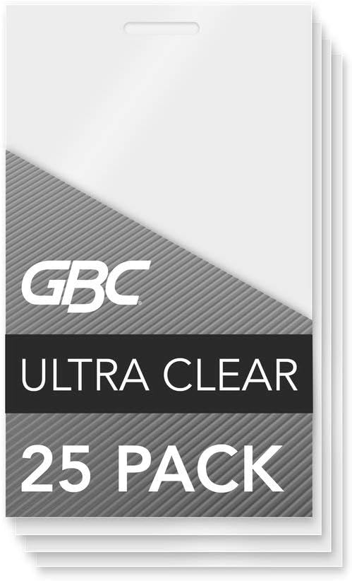 GBC Laminating Sheets, Thermal Laminating Pouches, Luggage Tag Size, 5 Mil, HeatSeal UltraClear, 25 Pack (3202005)