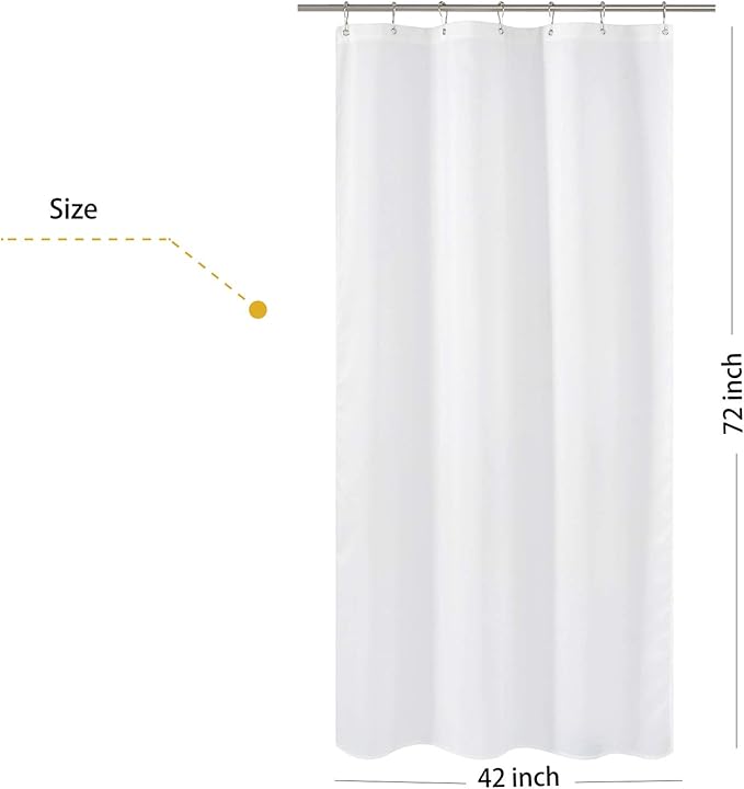 N&Y HOME Fabric Shower Curtain Liner Stall Size 42 Width by 72 Length inches, Hotel Quality, Washable, White Bathroom Curtains with Grommets, 42x72