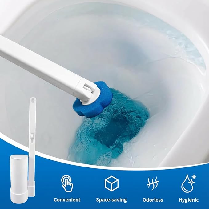 Disposable Toilet Brush with 24 Refills, Toilet Bowl Brush and Holder with Cleaner Refill Pads, Wall-Mounted Toilet Brush,Toilet Wand Brush Starter Kit for Deep Cleaning and Bathroom Maintenance