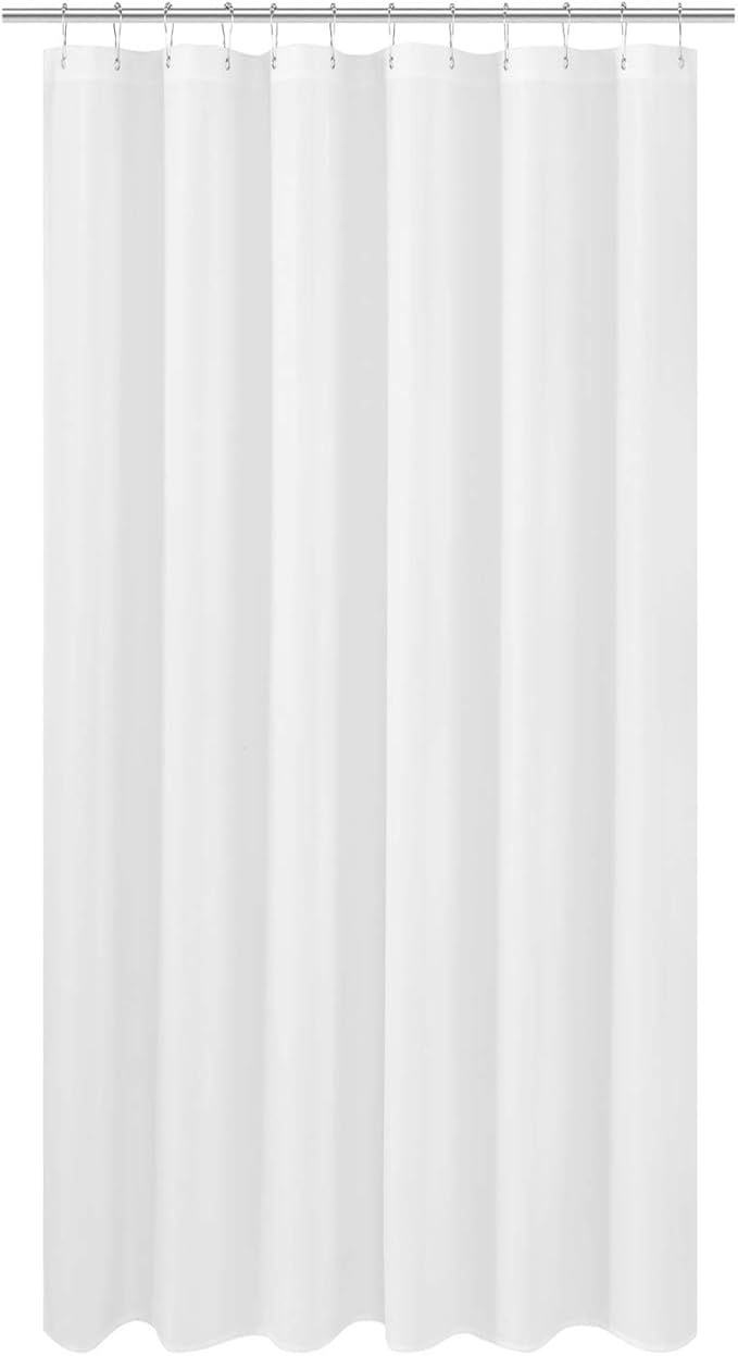 N&Y HOME Extra Long Fabric Shower Curtain or Liner 72 x 92 inch, Hotel Quality, Washable, White Bathroom Curtains with Grommets, 72x92
