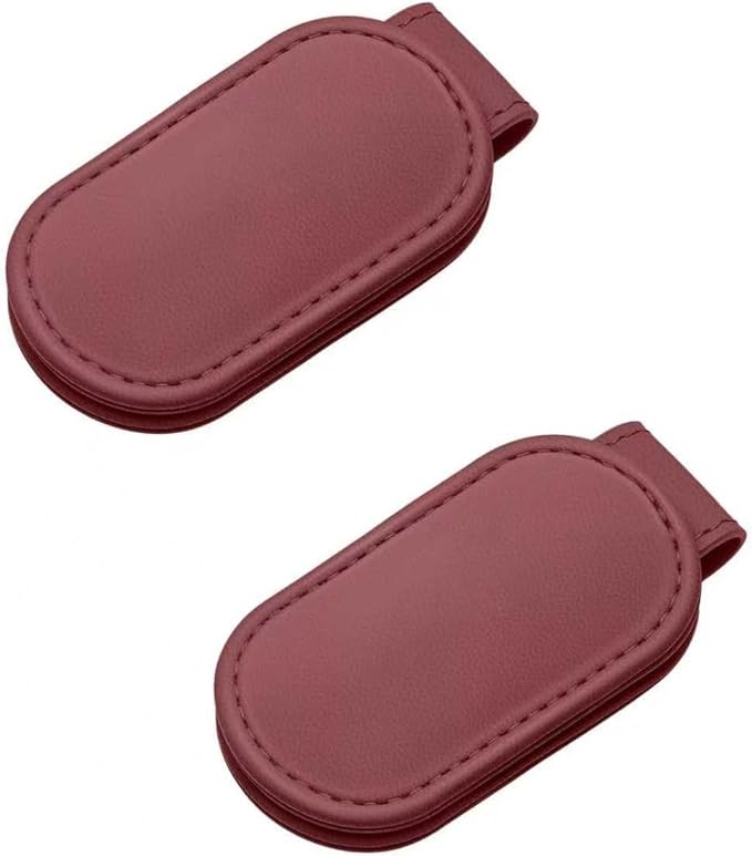 Clip Pads, Soft Small Leatheras Money, Strap and Memo(Red)