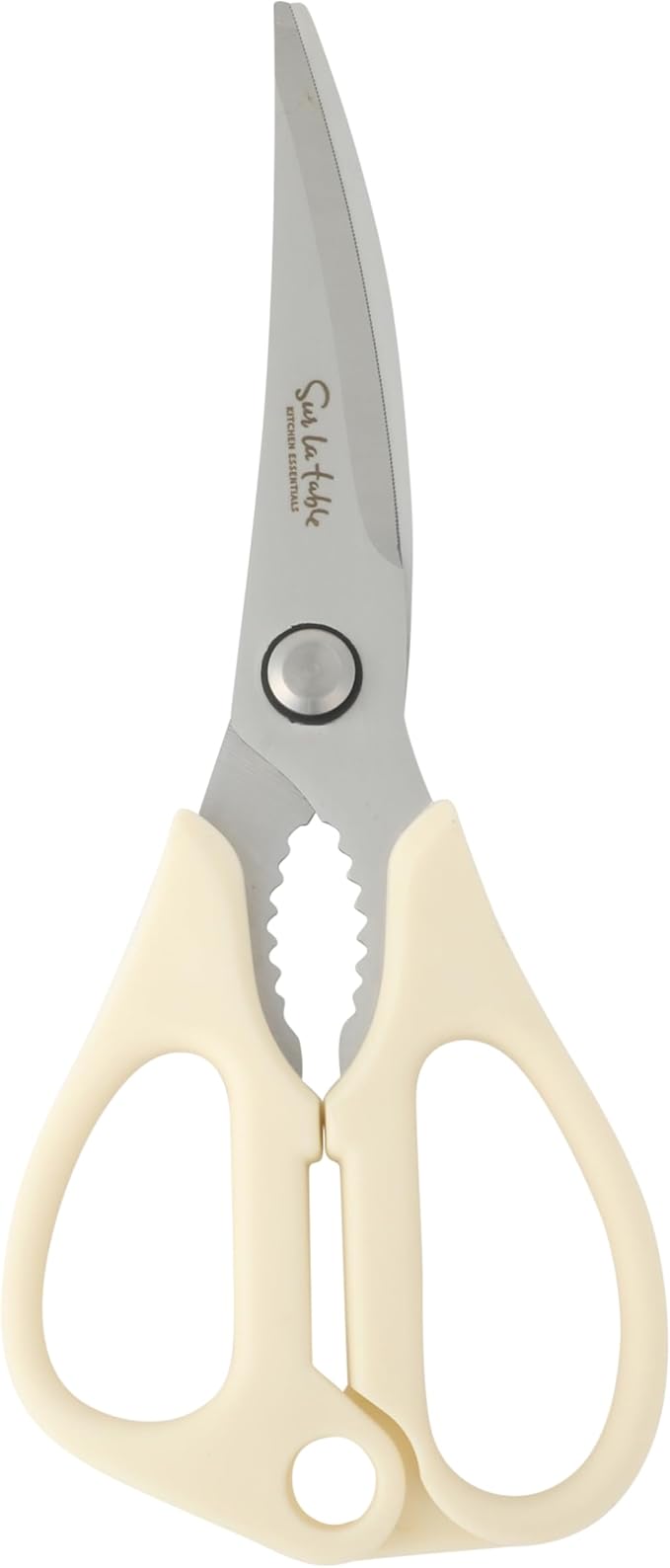 Sur La Table Kitchen Essential Kitchen Scissors with Stainless Steel Blades, All-Purpose Shears with Comfortable White Handles for Food Prep, Cutting & Everyday Use