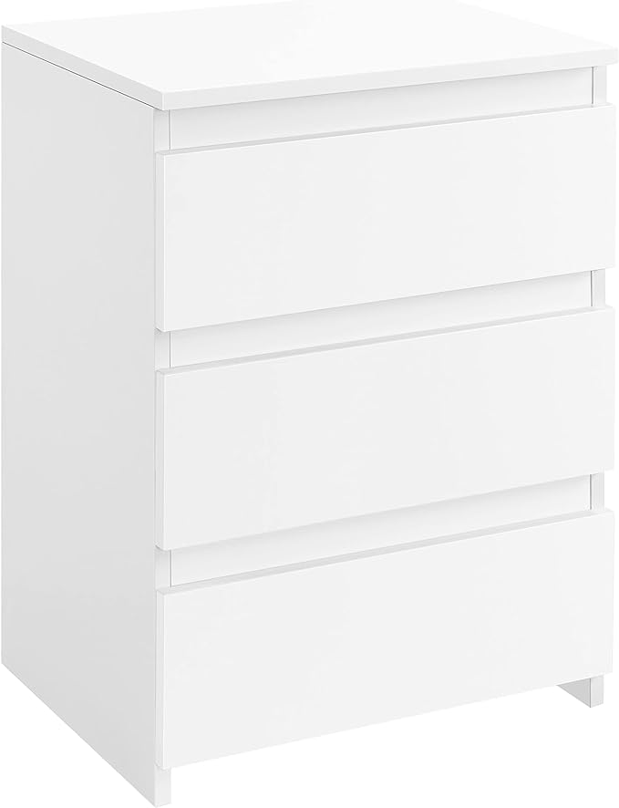 Yaheetech Nightstand with 3 Drawers, Wooden Bedside Table with Storage, Small Bedside Storage Cabinet Unit with Sturdy Base for Bedroom/Small Space, White
