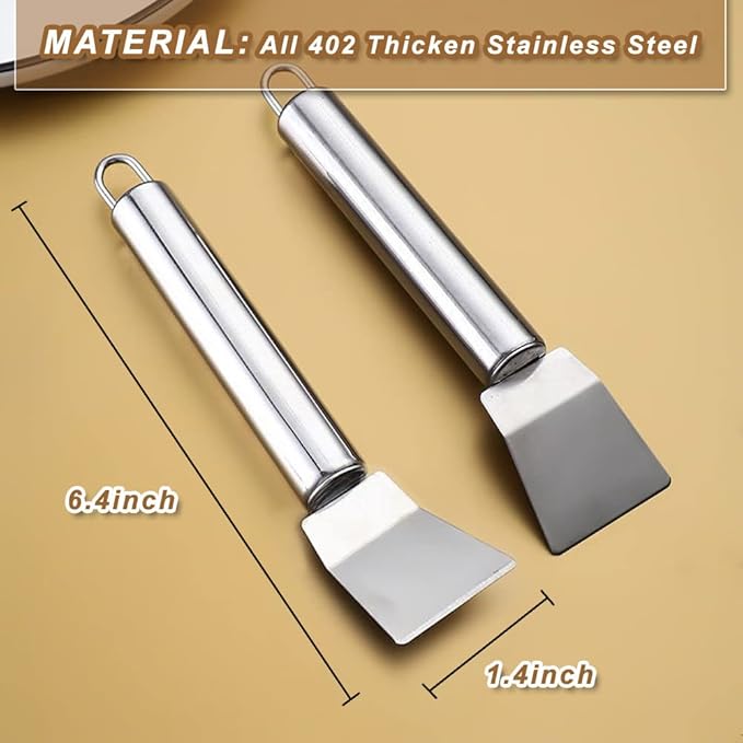 Kitchen Stove Cleaning Brush + Scraper Tool Set, Brass Wire Brushes for Range Hood Grease Grime, Rust Cleaner Heavy Duty Stainless Steel Putty Scraper for Gas Burners Cooktop Pot Pan