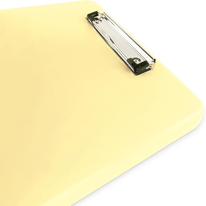 Clipboard with Storage Slim Folding for Nursing, Teachers, Coaches & Office, Plastic Heavy Duty with Pen Holder (9.5” x 13.5”) (Yellow)
