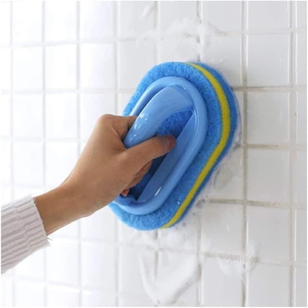 2-Piece Cleaning Brush for Bathroom Kitchen Bathtub Toilet Cleaner All Purpose Shower Sponge Scrubbing Brush with Ergonomic Handle