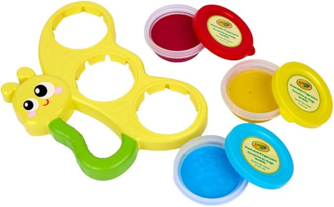 Crayola Butterfly Fingerpaint Pallette (3ct), Washable & Spillproof Fingerpaint for Toddlers, Less Mess Paint, Toddler Gift, Ages 2+