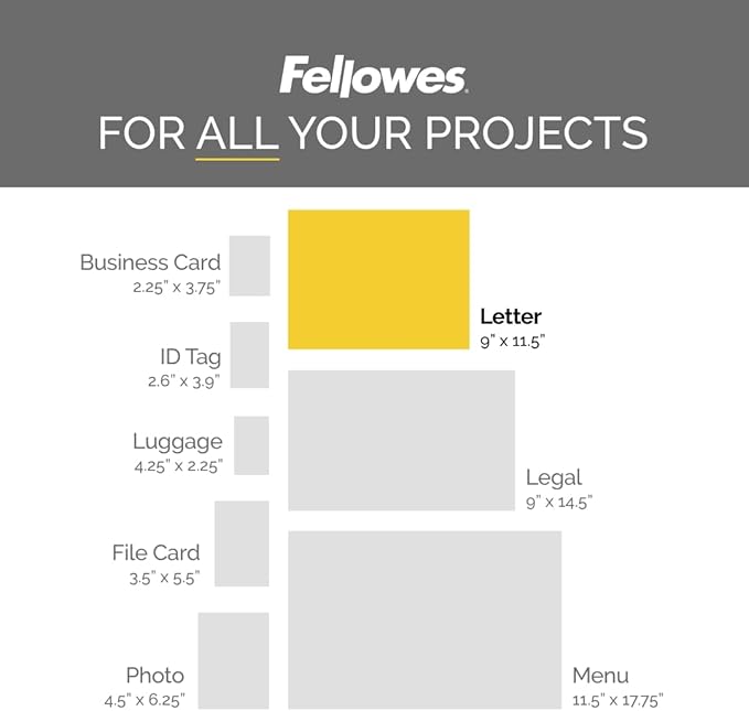 Fellowes Thermal Laminating Pouches, 5mil Letter Size Sheets, 9 x 11.5, 100 Pack, Clear (5743501)