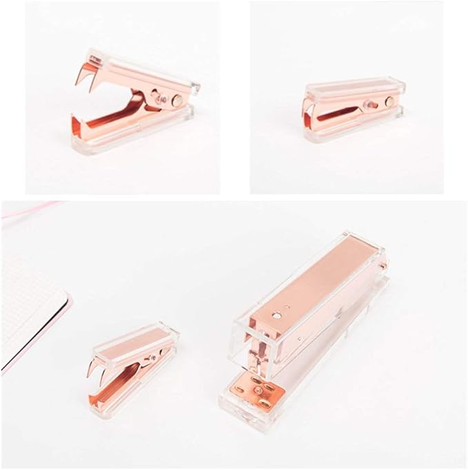 Clear Acrylic Rose Gold Staple Remover Dress Up Home | Office | School Desk Accessories (1)