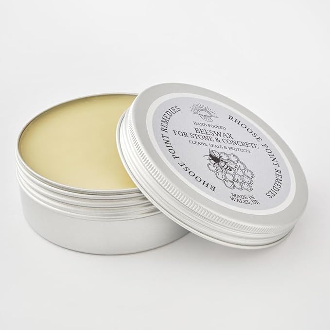 Rhoose Point Remedies Beeswax Polish for Stone & Concrete 7.0 Fl Oz – Cleans, Seals & Protects Natural & Man-Made Surfaces inc. Marble, Quartz, Granite, Slate, Ceramic.