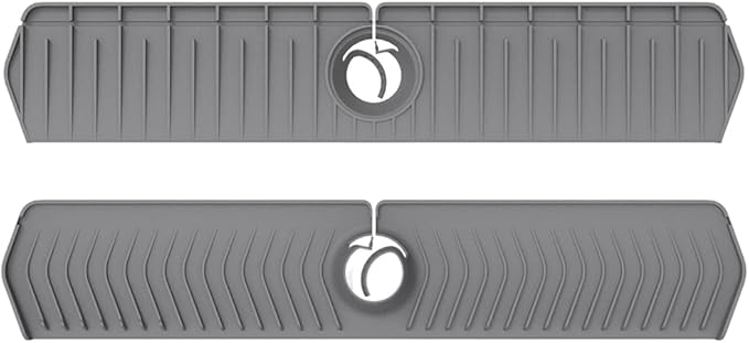 Kitchen Sink Faucet Mat, 2025 New Foldable Faucet Mat for Kitchen Sink, 30in Silicone Faucet Guard & Draining Mat Keep Countertops Dry Splash Guard (Gray, 30in)