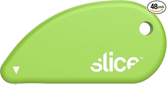 Slice Micro Safety Cutter | Safe Ceramic Box Cutter Lasting 11x Longer than Metal | Keychain Box Opener | 48 Pack | Green