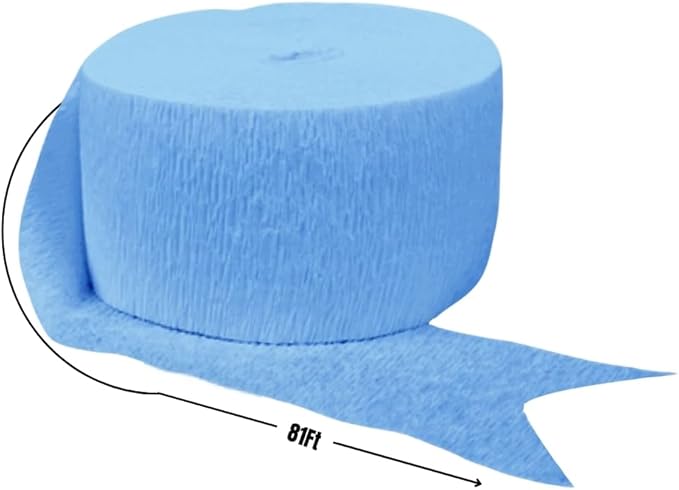 Baby Blue Crepe Paper Roll - 81' (1 Count) - Great for Stunning DIY Crafts, Party Decor, and More