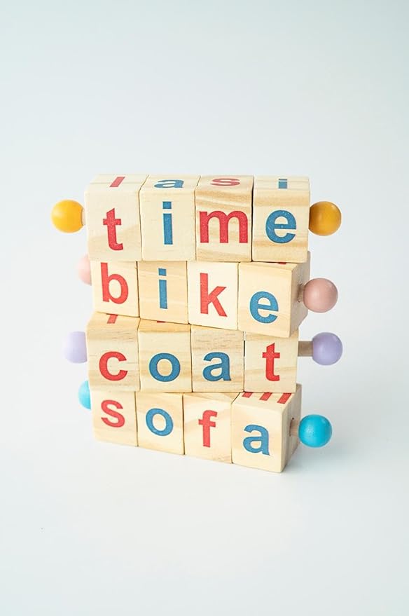 Montessori Reading Blocks & Flash Cards Set – Learn to Read CVC Word Games for Toddlers 2-4 – Short Vowel Spinning Rods, Phonics Toys, Reading Montessori Toys for 4 Year Old for Preschool & Homeschool