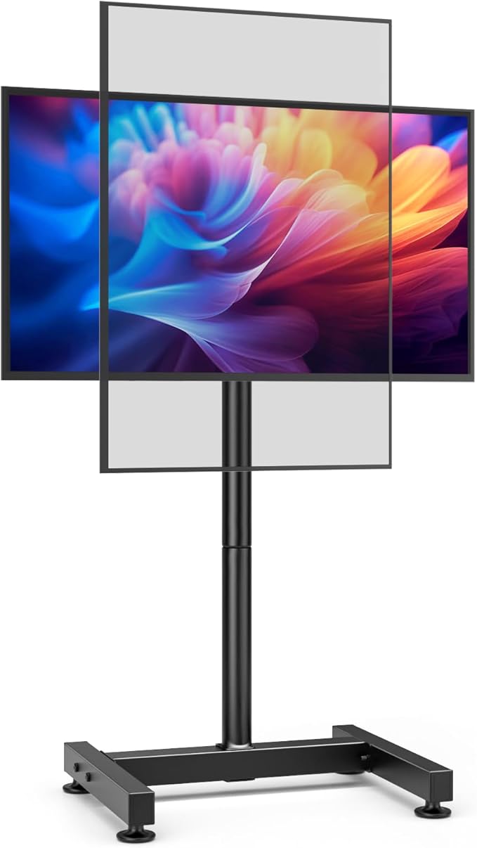 AX WABER TV Floor Stand for 13-50 inch Screens Holds up to 77lbs, Tilting and Height Adjustable Monitor Floor Stand Mount,Tall Standing TV Stand for Bedroom, Dorm Room, Office, Max VESA 200x200mm