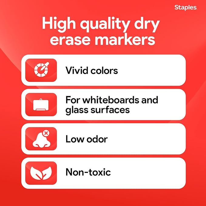 STAPLES Low Odor Dry Erase Markers, Ultra Fine Tip, Black, 36 Pack – Remarx Precision Whiteboard Markers for Offices & Classrooms