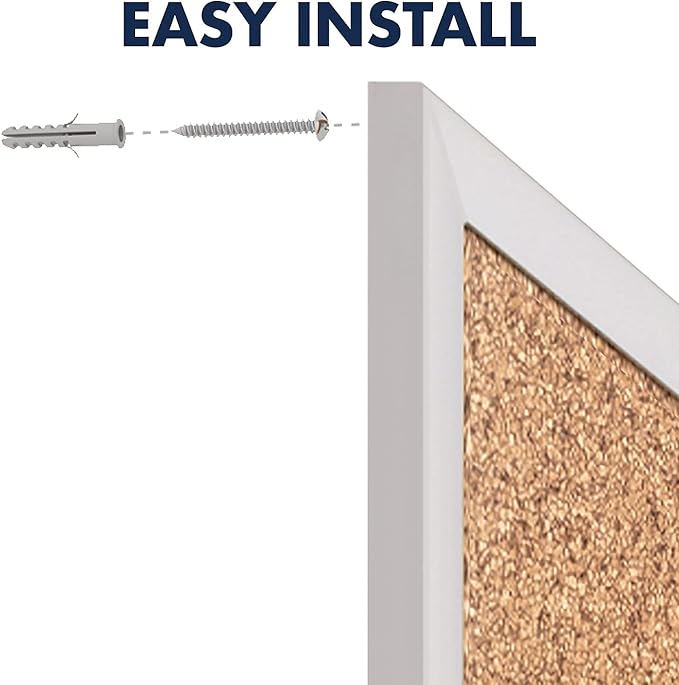 Quartet Cork Board, Bulletin Board, 4' x 3' Corkboard, Aluminum Frame (2304)