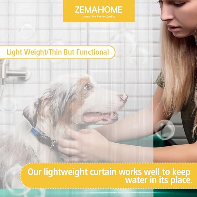 Narrow Size Clear Plastic Shower Curtain Liner, 42x72 Inch Thin Lightweight Transparent Plastic Bathroom Shower Showroom Inner Curtain with Rustproof Metal Grommet Holes and Weighted Magnets