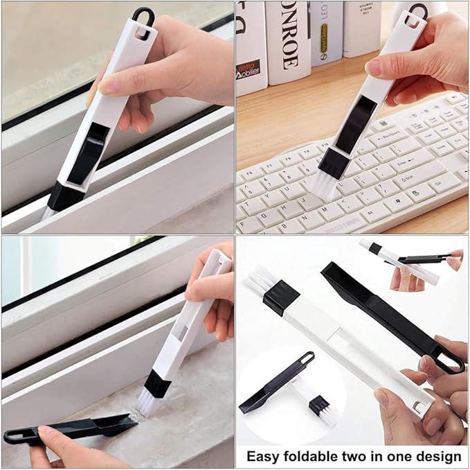 Window or Sliding Door Track Cleaning Brush, Tile Lines Brush,Window Blind Duster, 2-in-1 Windowsill Sweeper, Hand-held Groove Gap, 5 Pieces