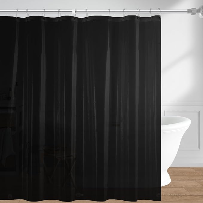 downluxe Black Shower Curtain Liner, PEVA Lightweight Plastic Shower Liner with 3 Magnets, 72" x 72" Waterproof Bathroom Curtain