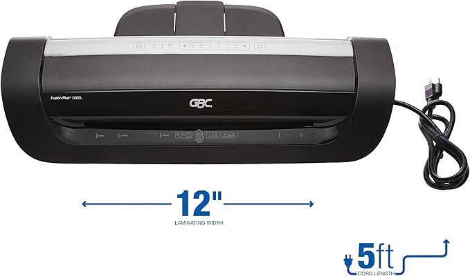 GBC Thermal Laminator Machine, Fusion 7000L, 12 Inch, 1 Min Warm-Up, 3-10 Mil, with 50 EZUse Laminating Pouches (1703098F)