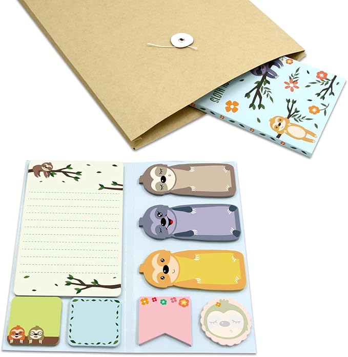 Fancy Land Sloth Sticky Notes Set Notepads 240 Sheets Book Notes for Sloth Lovers Kids Office School Friends Teacher Appreciation Gifts Lazy Day Small Gifts Employee Administrative Professional Day