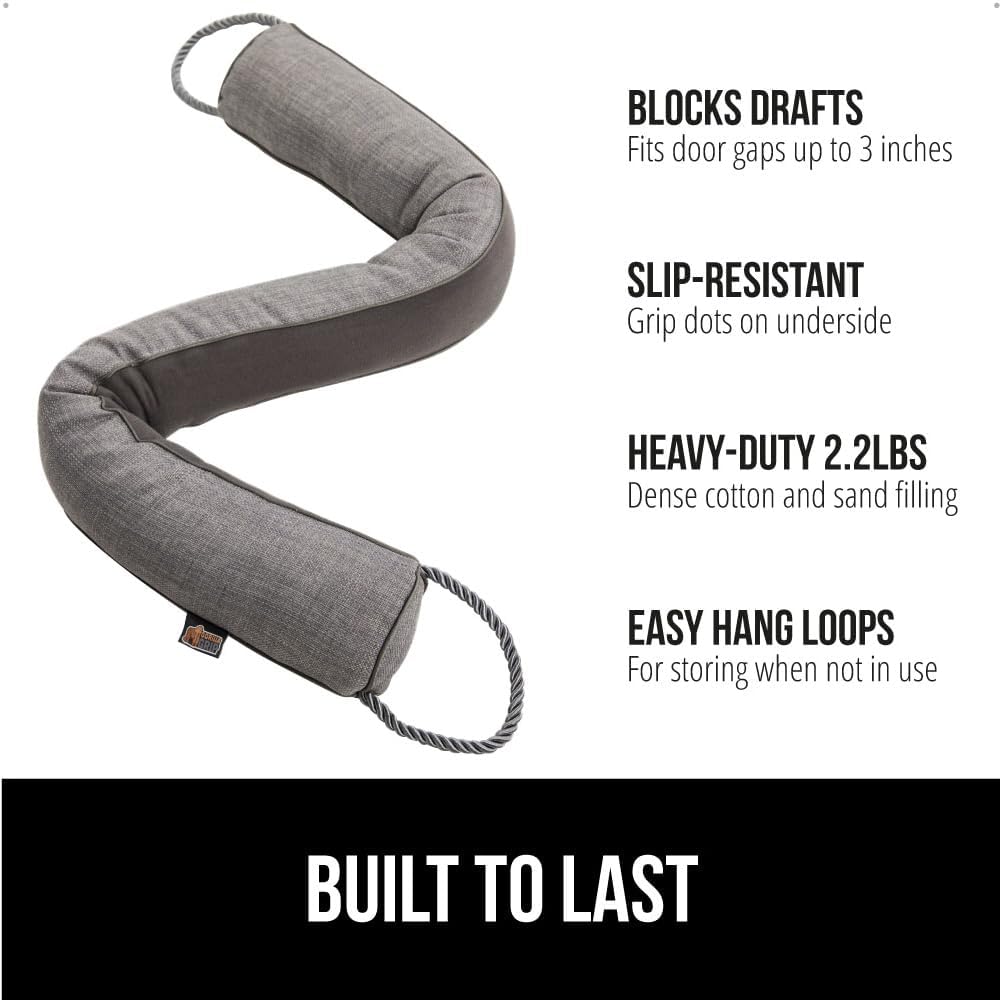 GORILLA GRIP Door Draft Stopper for Bottom of Doors, Weather Stripping Seal Blocks Hot Air, Noise, Bugs, Keeps Cold AC in, Sound Proofing Easy Install Gap Filler, Home Essentials, 36 Inch, Slate Gray
