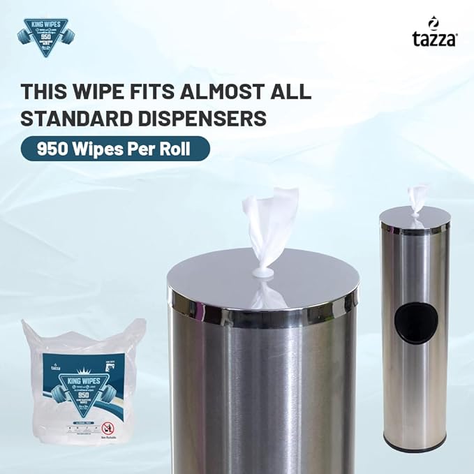 Tazza Gym Equip Wipes, 4 x 950 Count (3800 Total Wipes) - Durable, Pre-Saturated Gym Equipment & Surface Cleaning Wipes
