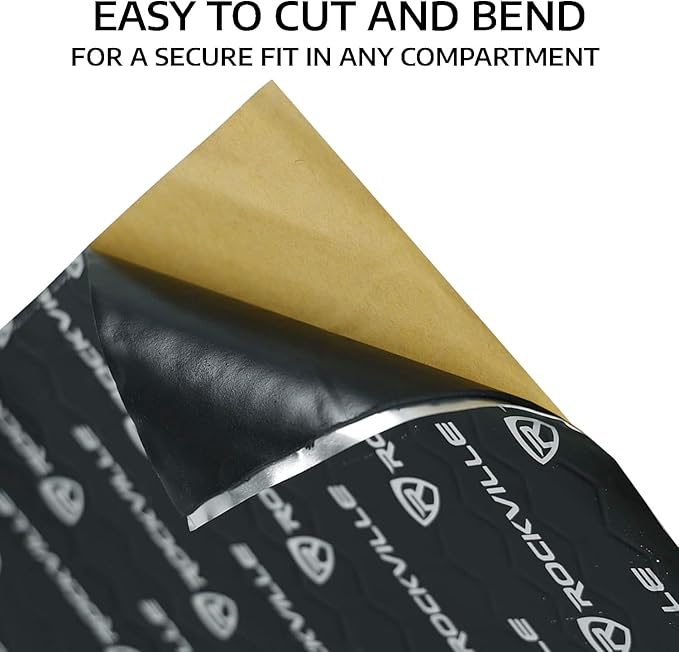 Rockville ROCKMAT 50-20 80 mil Butyl Aluminum Foil Sound Deadening Mat, 50 Sq Ft Peel and Stick Automotive Soundproofing for Doors Floors Trunk, Cars Vans RVs, Full Sedan Builds