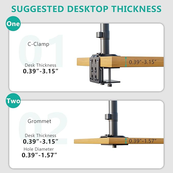 WALI 4 Monitor Mount for 13-49 inch Ultrawides on Top Bracket and 27 inch Screens on Lower Brackets, Heavy Duty Gas Spring Arm Extra Tall Quad Monitor Stand, up to 44 lbs (GSDM004S-P), Black