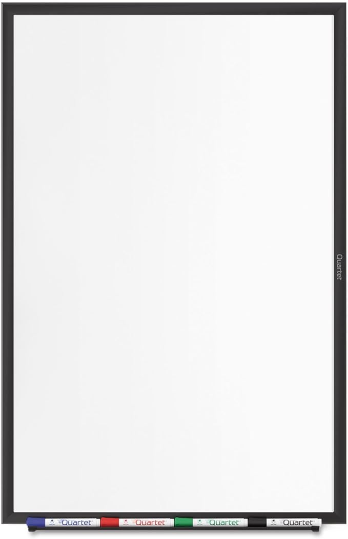 Quartet Magnetic Dry Erase White Board, 96"W x 48"H Whiteboard, Nano-Clean Surface Resists Ink Stains, Black Aluminum Frame (SM538B)