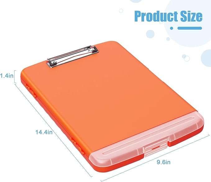 Hongri Clipboard with Storage with Pen Holder, Folder Nursing Clip Board 8.5 x 11 Foilo-Side Opening, High Capacity, Light Weight for Teachers, Classroom. Size 14 x 9.6 x 1.2 in(Orange)