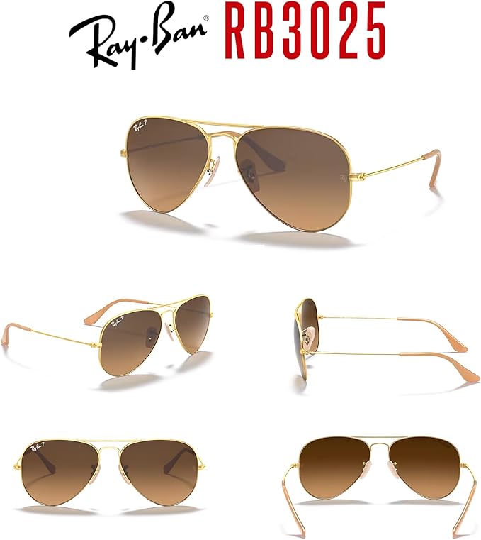 Ray-Ban RB3025 Metal POLARIZED Aviator Sunglasses For Men For Women +BUNDLE with ACCESSORY EYEWEAR KIT