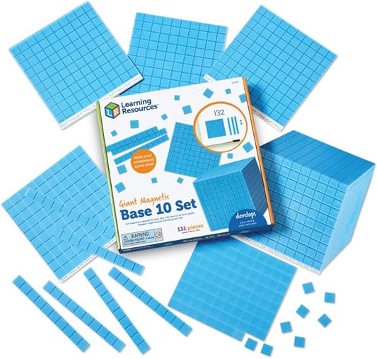 Learning Resources Giant Magnetic Base Ten - Math Manipulatives, Teacher Supplies, Back to School, Counting Cubes for Kids, 131 Piece Set