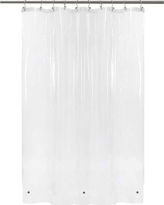 BAROSSA Design 54 inch Wide Stall Shower Curtain Liner with 3 Magnets - PEVA, Waterproof, PVC Free, Metal Grommets, Clear, 54x72