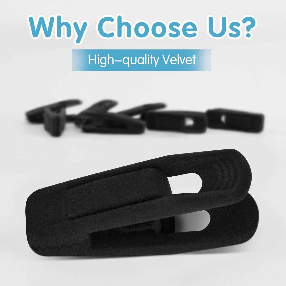 Black Velvet Hangers Clips 20 PCS, Non-Slip Velvet Clips for Suit Pant Skirt Hanger, Strong Finger Clips Perfect for Thin Flocking Hangers