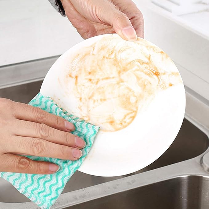 50 Pack Disposable Dish Cloths Heavy Duty Reusable Cleaning Cloths Dish Rags for Kitchen 23.6x11.8inches - 5Colors
