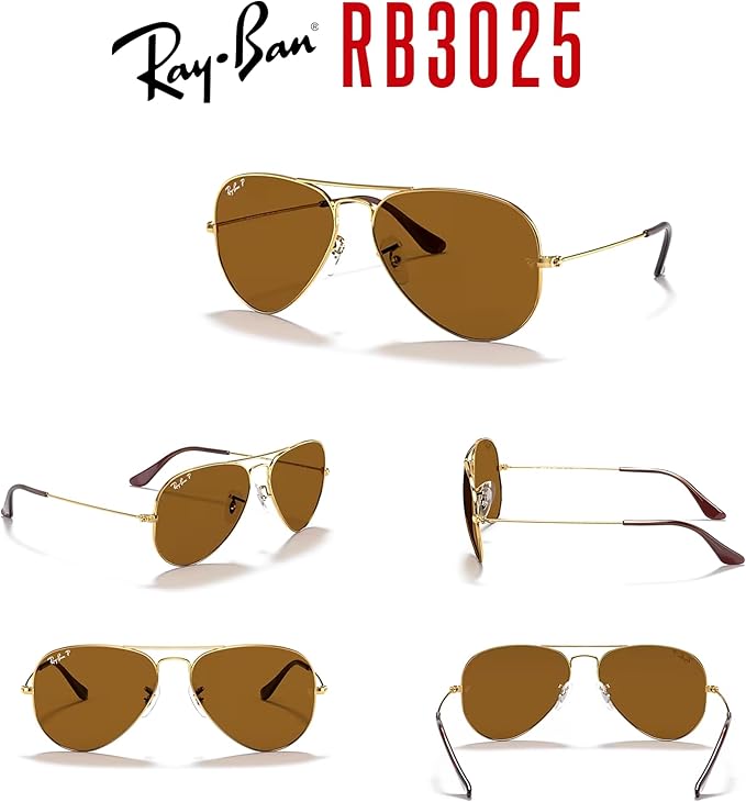 Ray-Ban RB3025 Metal POLARIZED Aviator Sunglasses For Men For Women +BUNDLE with ACCESSORY EYEWEAR KIT