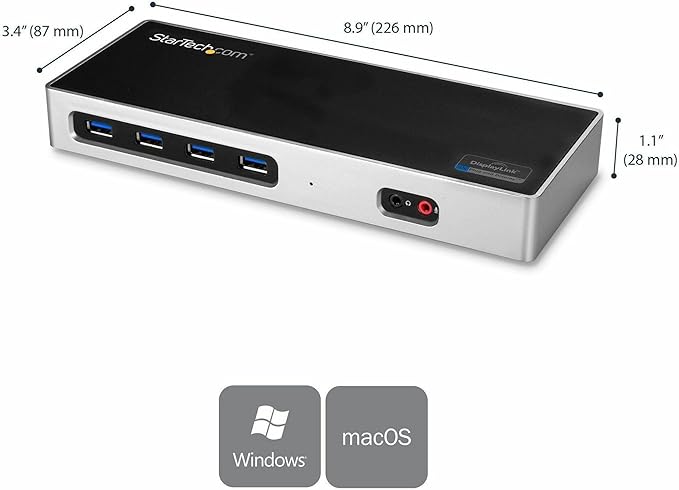 StarTech.com USB-C & USB-A Dock - Dual Monitor 4K 60Hz Dock DisplayPort + HDMI - Hybrid USB 3.0 Docking Station for USB-C/USB-A Laptops - 6x USB Type-A, GbE - USB 3.1 Gen 1 - Mac/Windows (DK30A2DH)