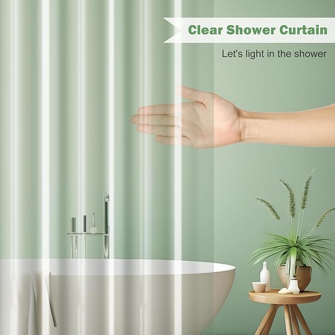 UFRIDAY Clear Shower Stall Curtain Liner 48 x 78 inches,Heavy Duty Liner Waterproof Transparent Shower Curtain for Bathroom PEVA with 3 Magnets Bottom