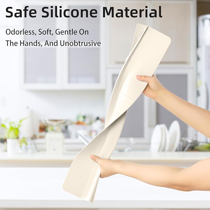 23" Ultra Silicone Sink Splash Guard Released in 2025/Dec,Self-Draining Water Splash Guard for Kitchen Sink,Bathroom and Island,with 3.5" High Splash Guard & 7 Strong Suction Cup (Beige)